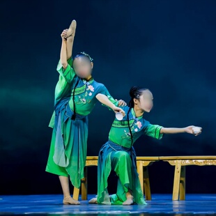 《茶飘香》儿童民族民间舞群舞同款渐变舞蹈演出表演服装专业定制