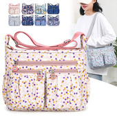 新款 中年大容量跨包尼龙布单肩包女花包 休闲轻便妈妈斜挎包女时尚