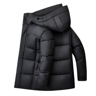 外穿可脱卸帽中长款聚酯/聚酰胺复合纤维长袖羽绒服