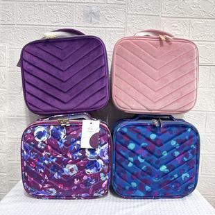 外贸尾货大容量丝绒化妆包手提便携旅行洗漱包化妆品收纳包化妆箱