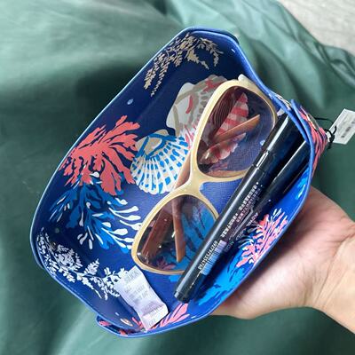 Vera Bradley印花杂物零食收纳筐ins桌面小物件收纳盒精致收纳包