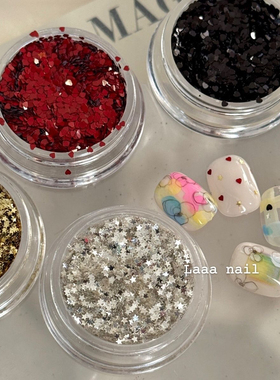 Laaa Nail腊么肠 桃心波点!ins博主同款超mini 1mm爱心星星亮片