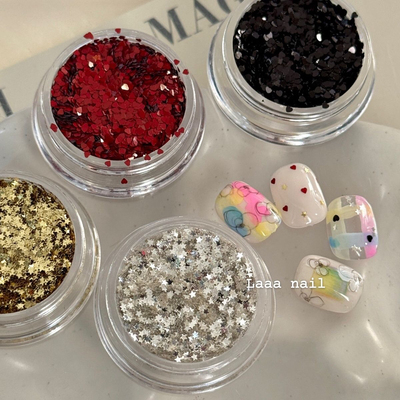 Laaa Nail腊么肠 桃心波点!ins博主同款超mini 1mm爱心星星亮片