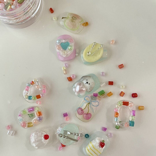 糖果色串珠美甲饰品可爱米珠米管混合ins小众学生指甲配饰工具