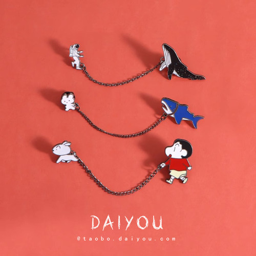 蜡笔小新周边胸针日系卡通动漫学生男女可爱徽章书包别针挂件装饰