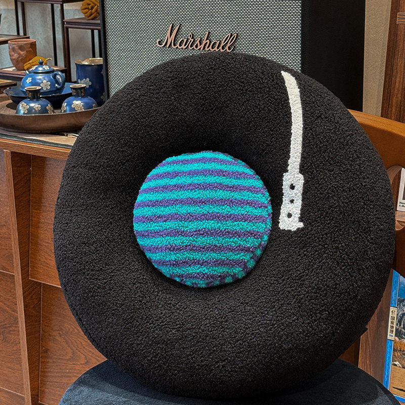 仿真唱片抱枕圆形靠垫样板房间复古CD机唱片机抱枕坐垫靠枕道具女