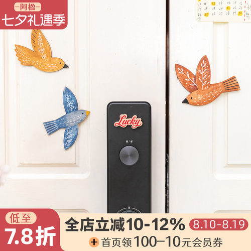 可爱飞鸟墙饰磁吸冰箱贴门上挂件