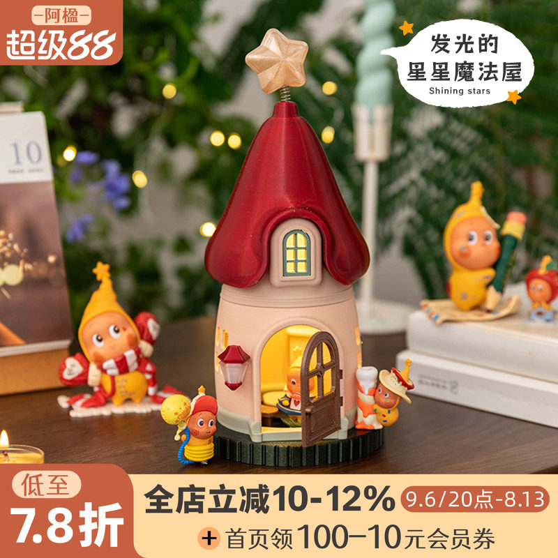 阿楹 可爱小夜灯星星人摆件玄关柜儿童房屋盲盒造景圣诞生日礼物