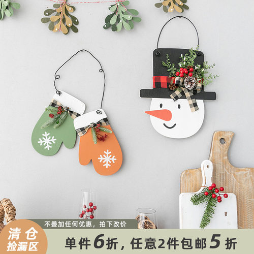 圣诞木质雪人挂件北欧墙面装饰品