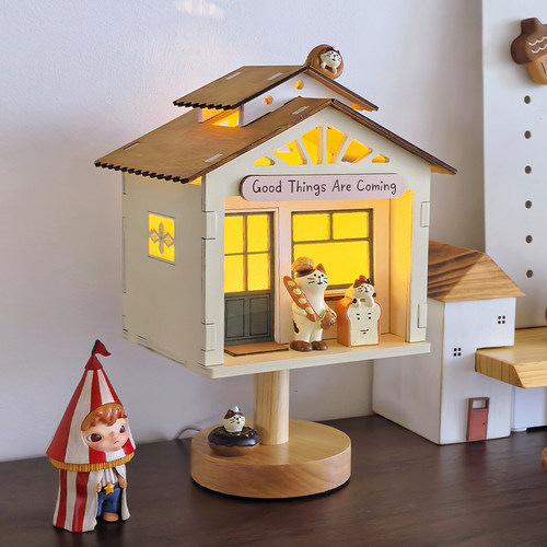 可爱树屋艺术台灯治愈床头柜装饰