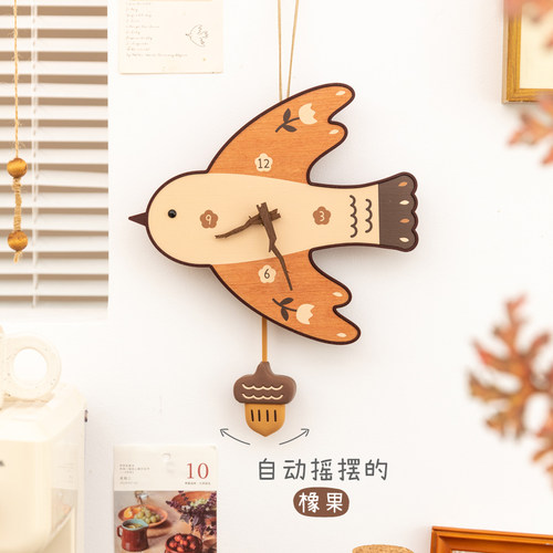 治愈有趣小鸟摇摆时钟创意墙挂件