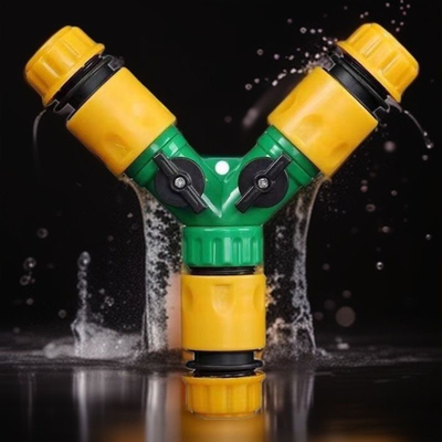 三向三通带阀快速接头4分6分塑料奶嘴水管软管分流接配件转接头