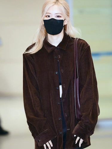 朴彩英衬衫灯芯绒衬衣复古上衣