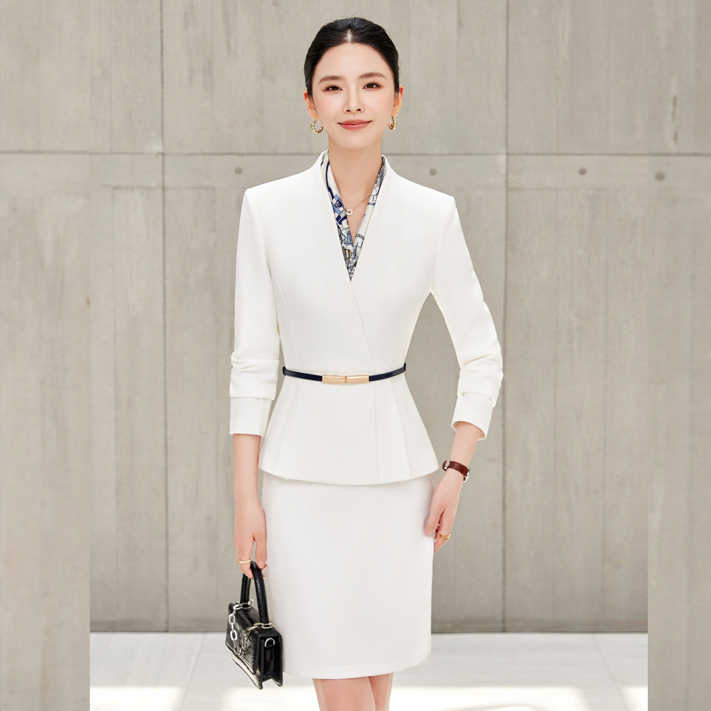 秋冬高级感美容师工作服套装图片