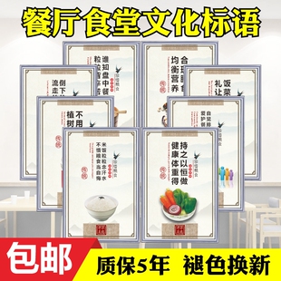 食堂文化标语贴纸光盘行动墙贴厉行节约粮食珍惜粮食餐厅杜绝浪费膳食营养自觉排队宣传画海报学校企业工厂