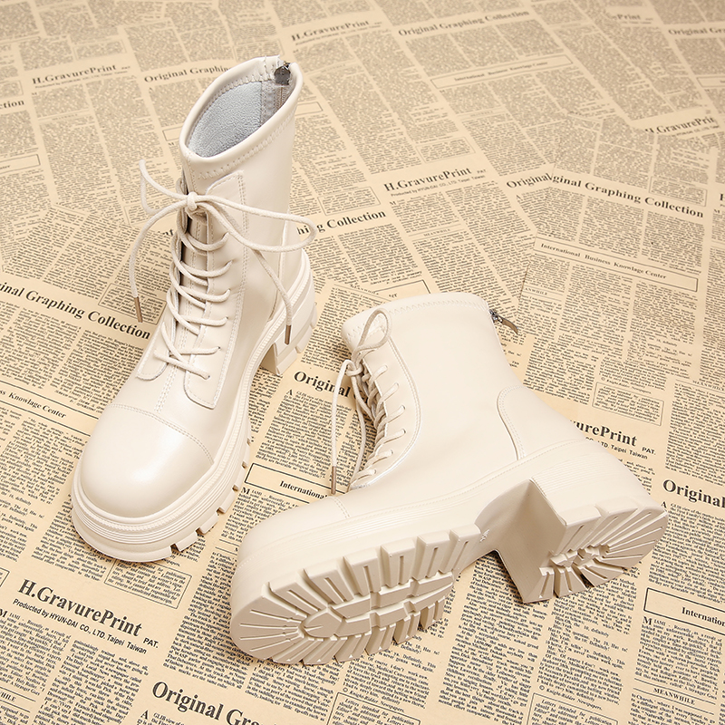 真皮马丁靴女时尚短靴厚底瘦瘦靴