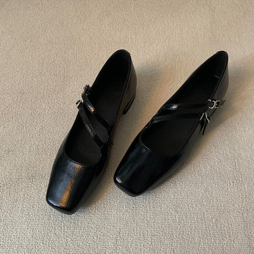 羊皮版~小众设计方头丽珍女鞋