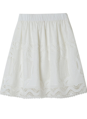 Minyang|ANDS白色浪漫法式镂空刺绣半身短裙