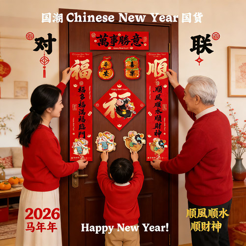 新年门贴马年伴手礼新年