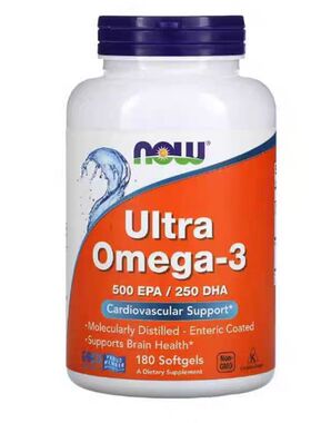 领养之家 NOW欧米伽3 鱼油 Ultra Omega-3 EPA/DHA75% 肠溶180粒