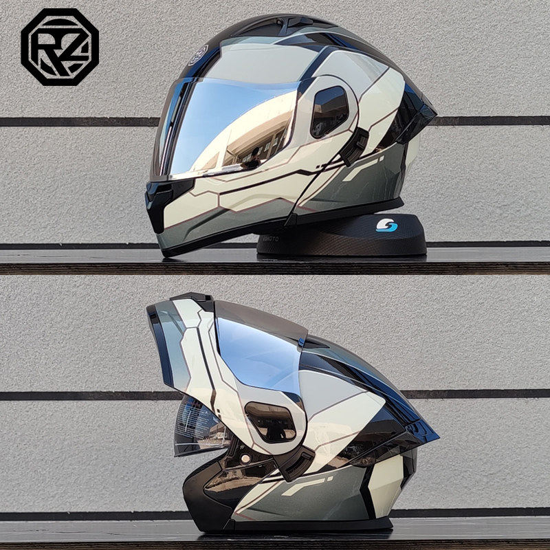 新3C认证Orz摩托车头盔男女机车揭面盔双镜片加蓝牙半全盔四季A类