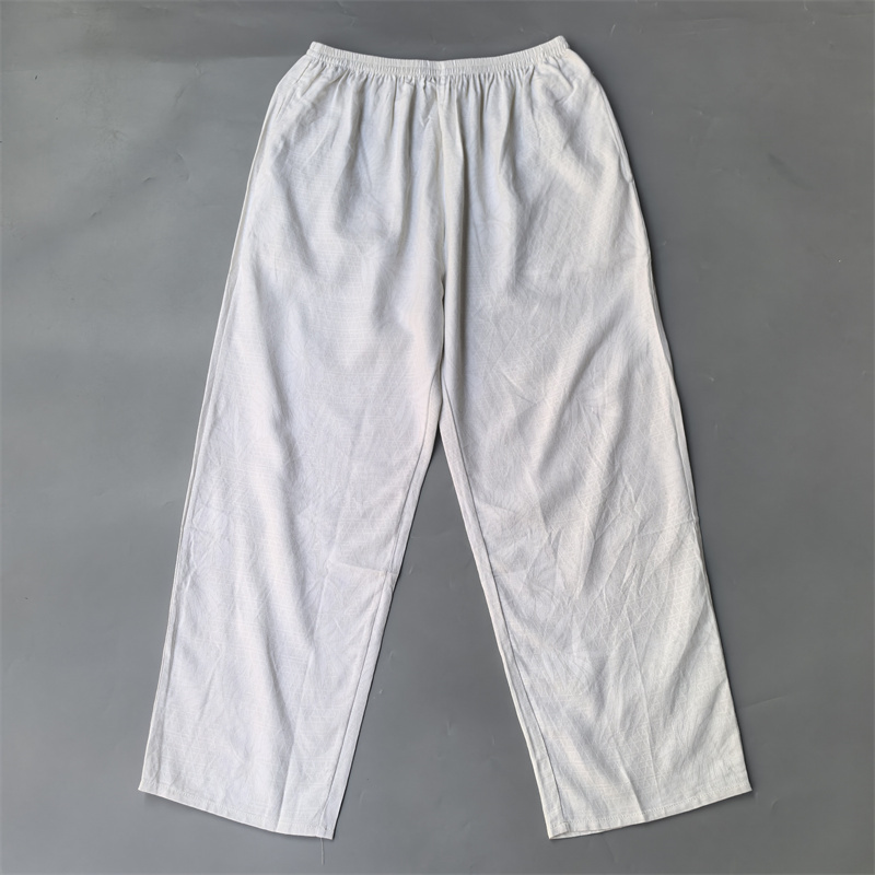 新品 乳白色100真丝绢纺提花格纹女裤桑蚕丝长裤两侧兜柔软休闲裤