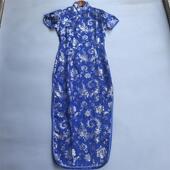 礼服宴会新 中式 长款 梅花织锦绸缎旗袍裙原创复古老上海手工短袖