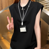 大码 背心t恤青少年夏季 宽松休闲运动上衣 铆钉半拉链坎肩无袖 美式