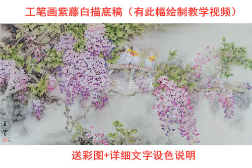 工笔画白描底稿手工勾可直接上色