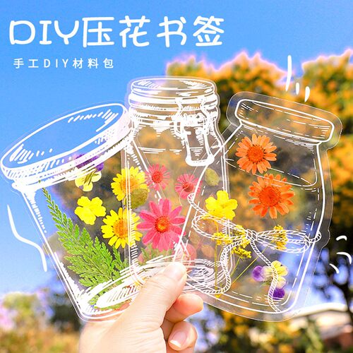 秋天收集树叶干花塑封膜书签