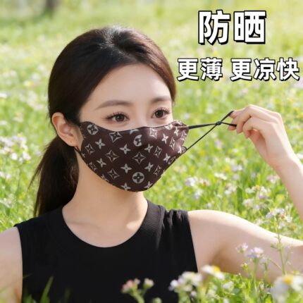 夏季薄款透气口罩薄纱网纱女高颜值2026新款老花冰丝防晒防太阳光