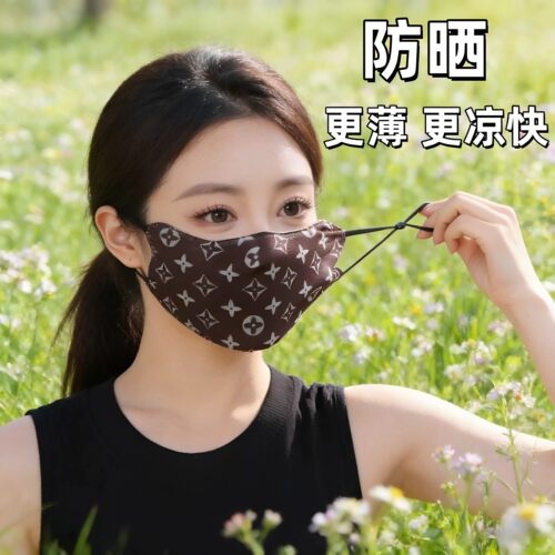夏季薄款透气口罩薄纱网纱女高颜值2026新款老花冰丝防晒防太阳光