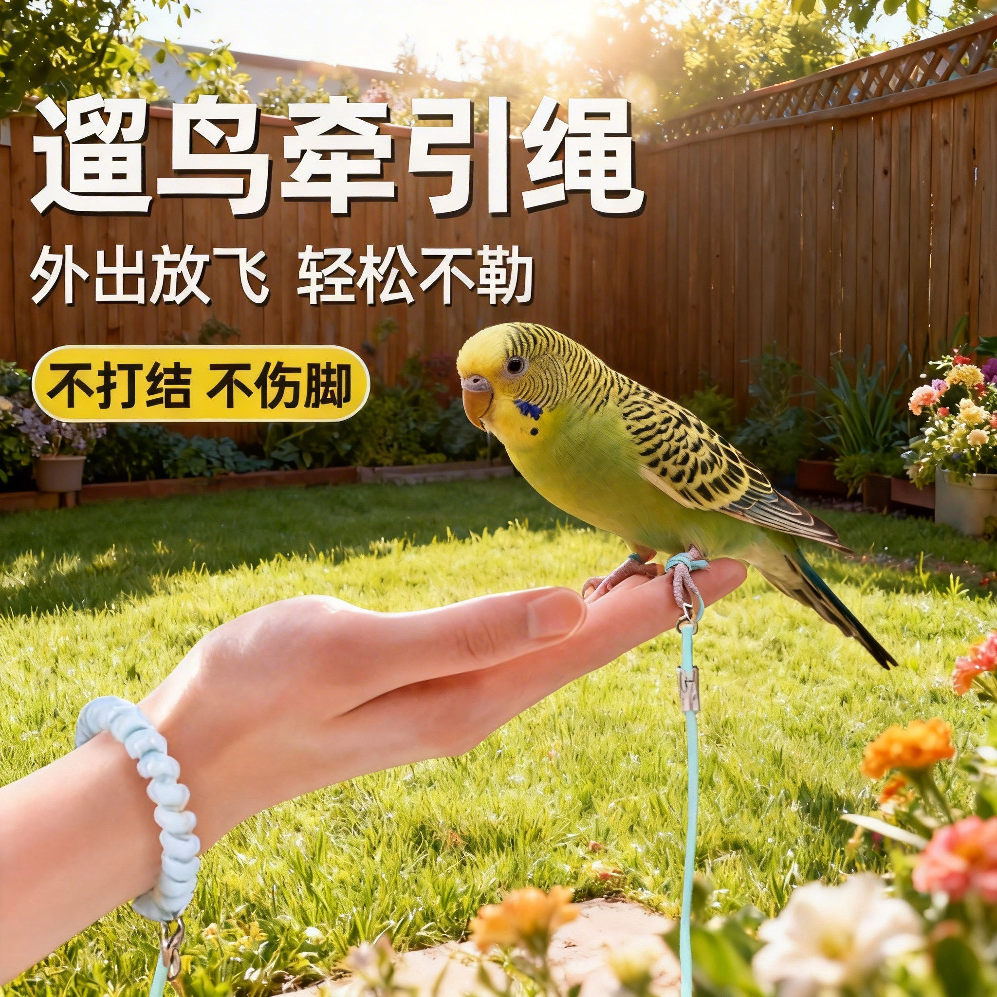 鹦鹉牵引绳外出放飞溜鸟绳小鸟玄凤虎皮小太阳超轻脚环脚链神器