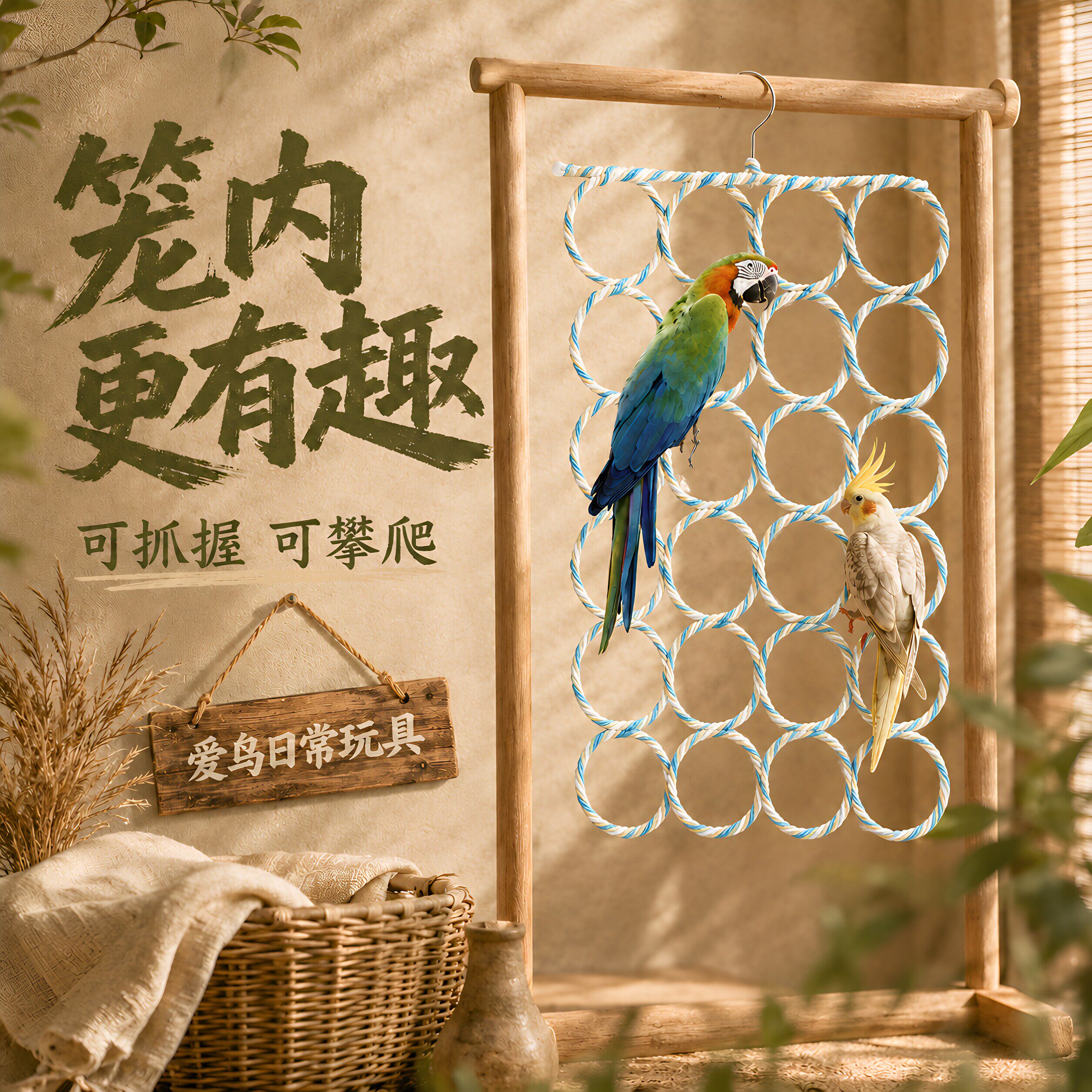 鹦鹉藤编秋千吊床啃咬训练解压