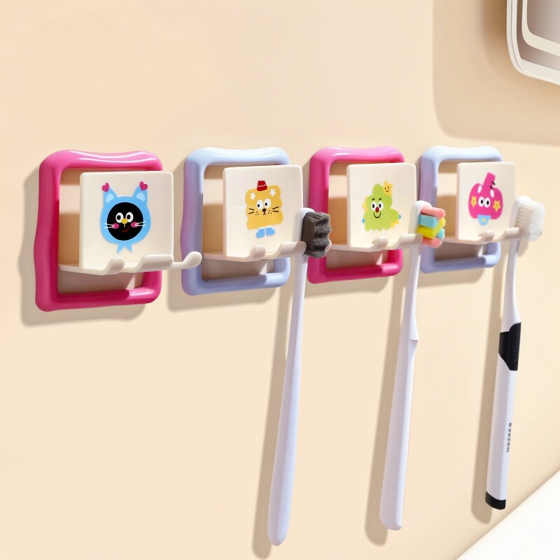 卡通牙刷挂架壁挂免打孔浴室儿童电动牙刷收纳架卫生间墙上置物架