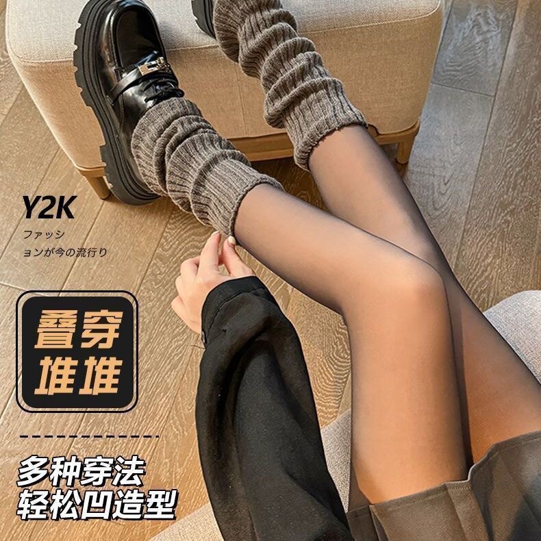 堆堆袜套袜子女辣妹y2k小腿袜秋冬止滑保暖针织中长筒雪地靴腿套