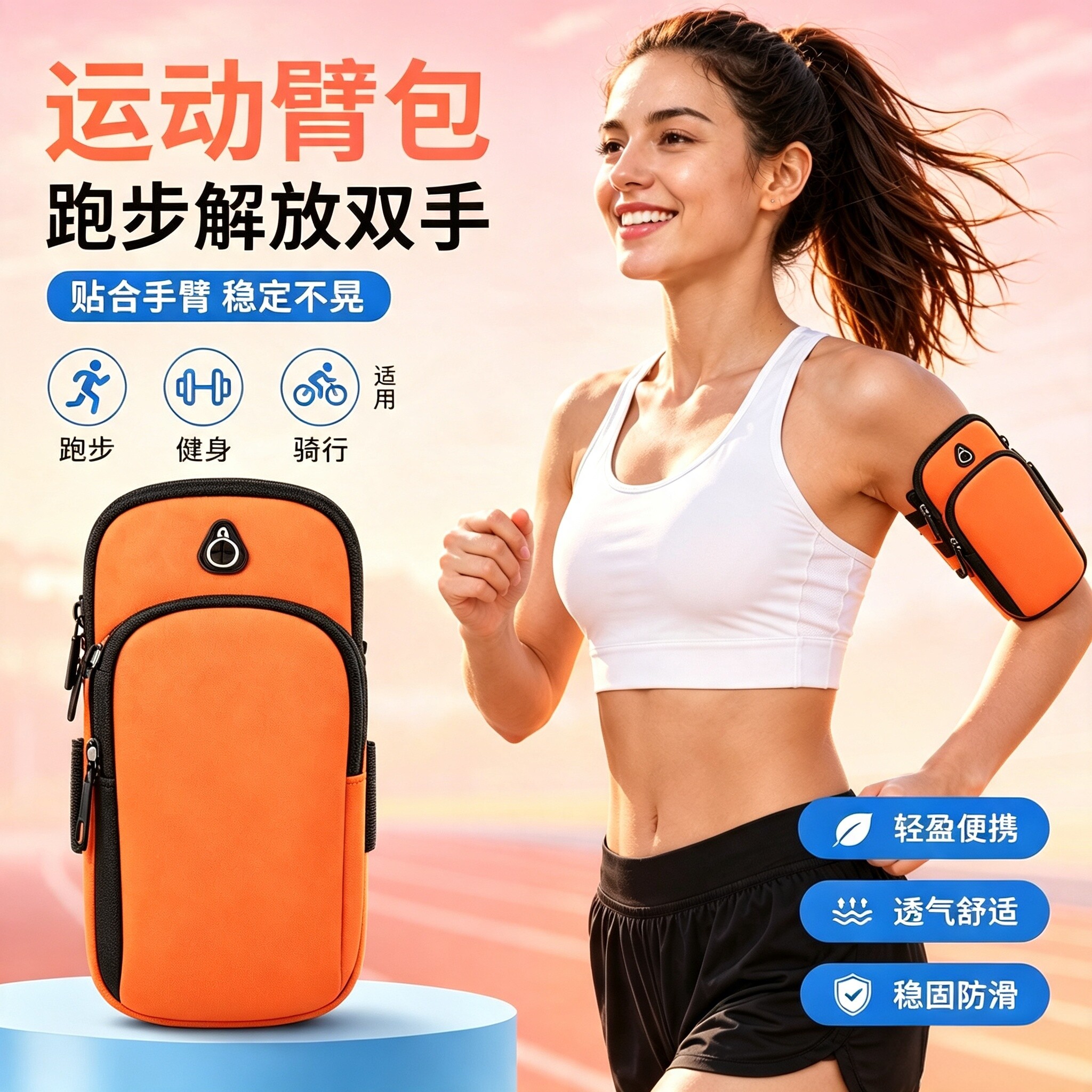 手机收纳包跑步手机袋臂包男女运动健身装备防水轻薄手腕运动臂套