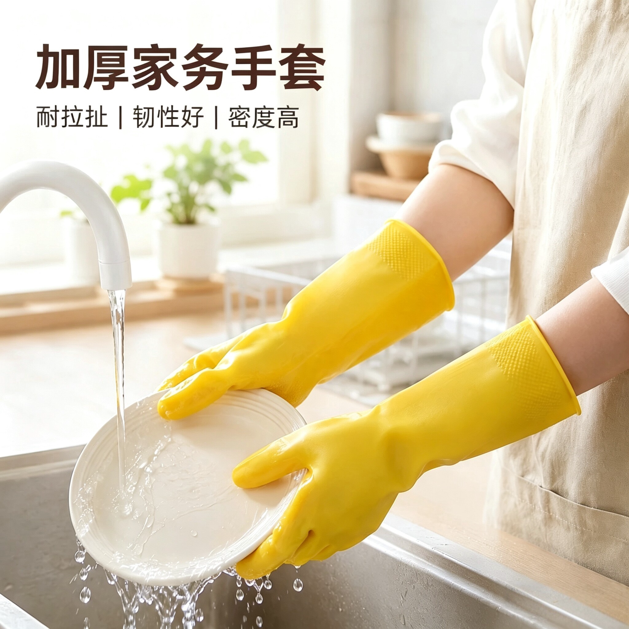 牛筋乳胶手套家务洗碗厨房耐用胶皮加厚橡胶硅胶劳保耐磨防水工作