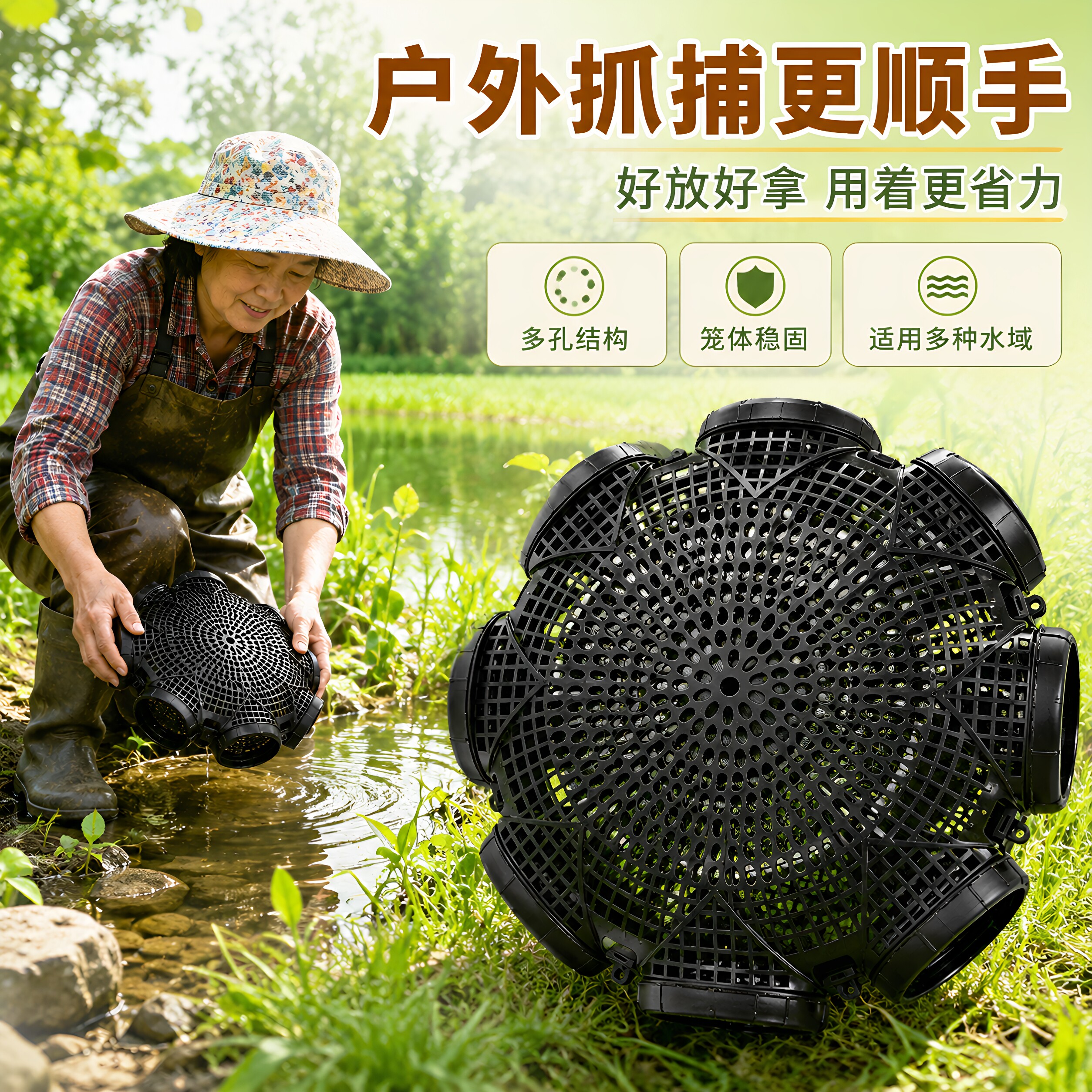 捕鱼笼黄鳝笼子鳝鱼泥鳅笼虾笼抓鱼笼装只进不出捉鱼神器笼花篮网