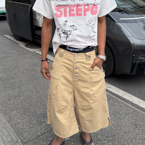 STEEPC复古工装多口袋中裤男士