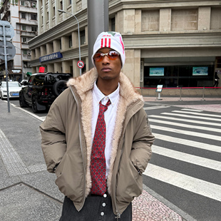 STEEPC 90白鸭绒派克环保毛绒立领宽松保暖座山雕外套羽绒服