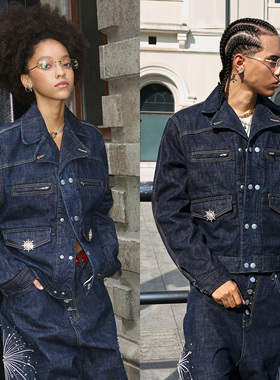 STEEPC 赤耳原牛 翻驳领双排扣Boxy短宽牛仔衣夹克外套