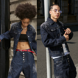 STEEPC 赤耳特种刺绣烟花手缝钻原牛短宽Boxy原牛夹克外套