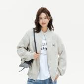 25春季 新款 白花灰羊毛衫 LAMC 字母刺绣立领拉链开衫 毛衣外套情侣