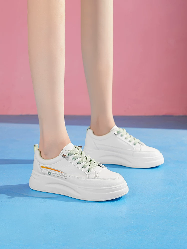 Broken code clearance Gemeiqi white shoes women's shoes new thick-soled round-toe heightening sneakers versatile casual sports shoes trend