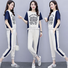 Big size new spring and summer short sleeve sportswear fashion casual two piece suit women's temperament