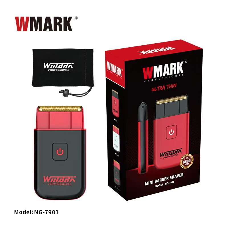 WMARKNG-7901新款迷你不锈钢镀钛两刀网刀片剃须刀电动男士刮胡刀