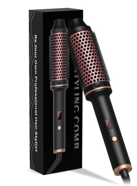 亚马逊外贸吹风梳跨境二合一卷发棒直发负离子吹风机大功率热风梳