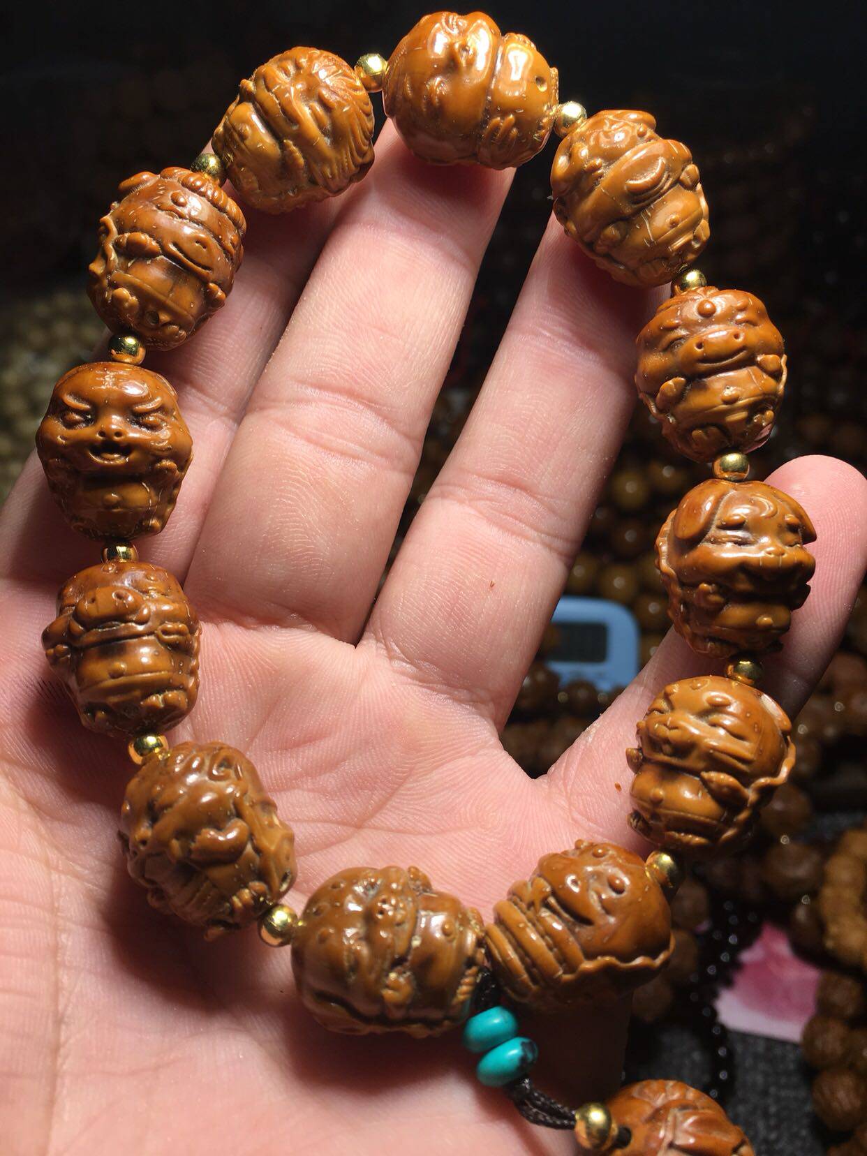 紫金鼠招财鼠雕刻小老鼠十二生肖15 mm手串手链黄皮油籽菩提念珠