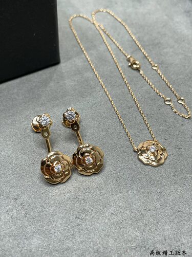 v金 精工版山茶花925银针 耳坠轻奢简小众风耳饰 高定版